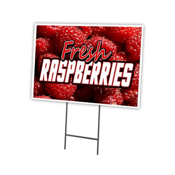 Signmission Fresh Raspberries Yard Sign & Stake outdoor plastic coroplast window, C-1824 Fresh Raspberries C-1824 Fresh Raspberries - main